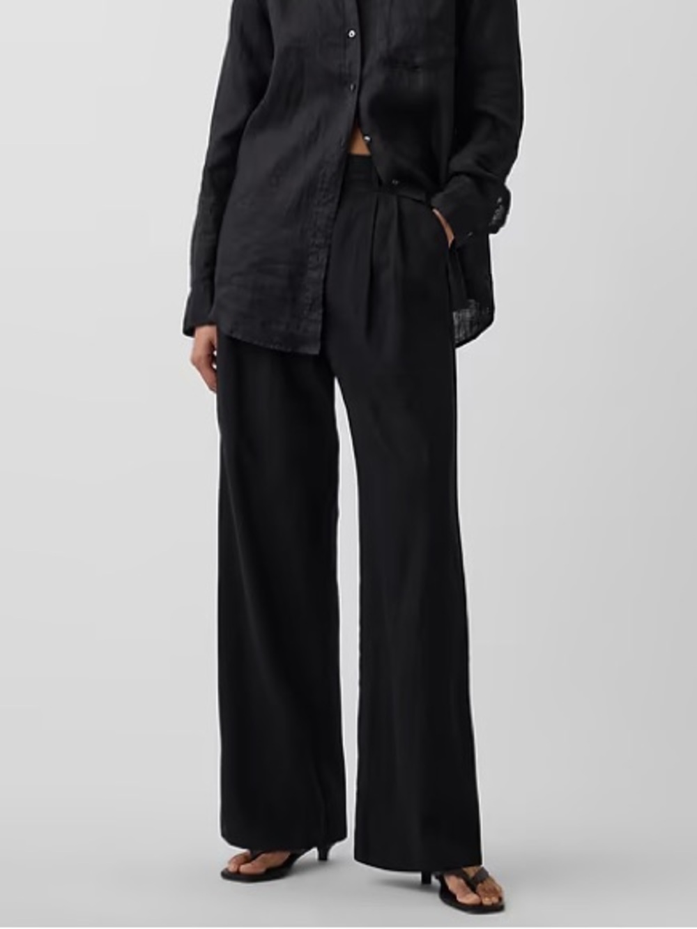 Gap 365 High Rise Linen-Blend Trousers Black NWT Size 10